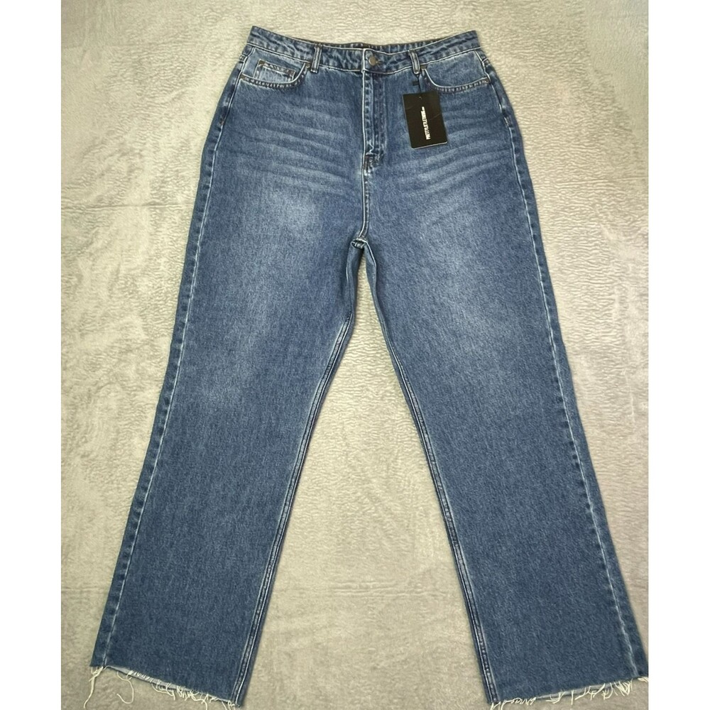PrettyLittleThing Women’s Cropped Raw Edge Jeans SIze 12 Casual Western NWT - Picture 3 of 13